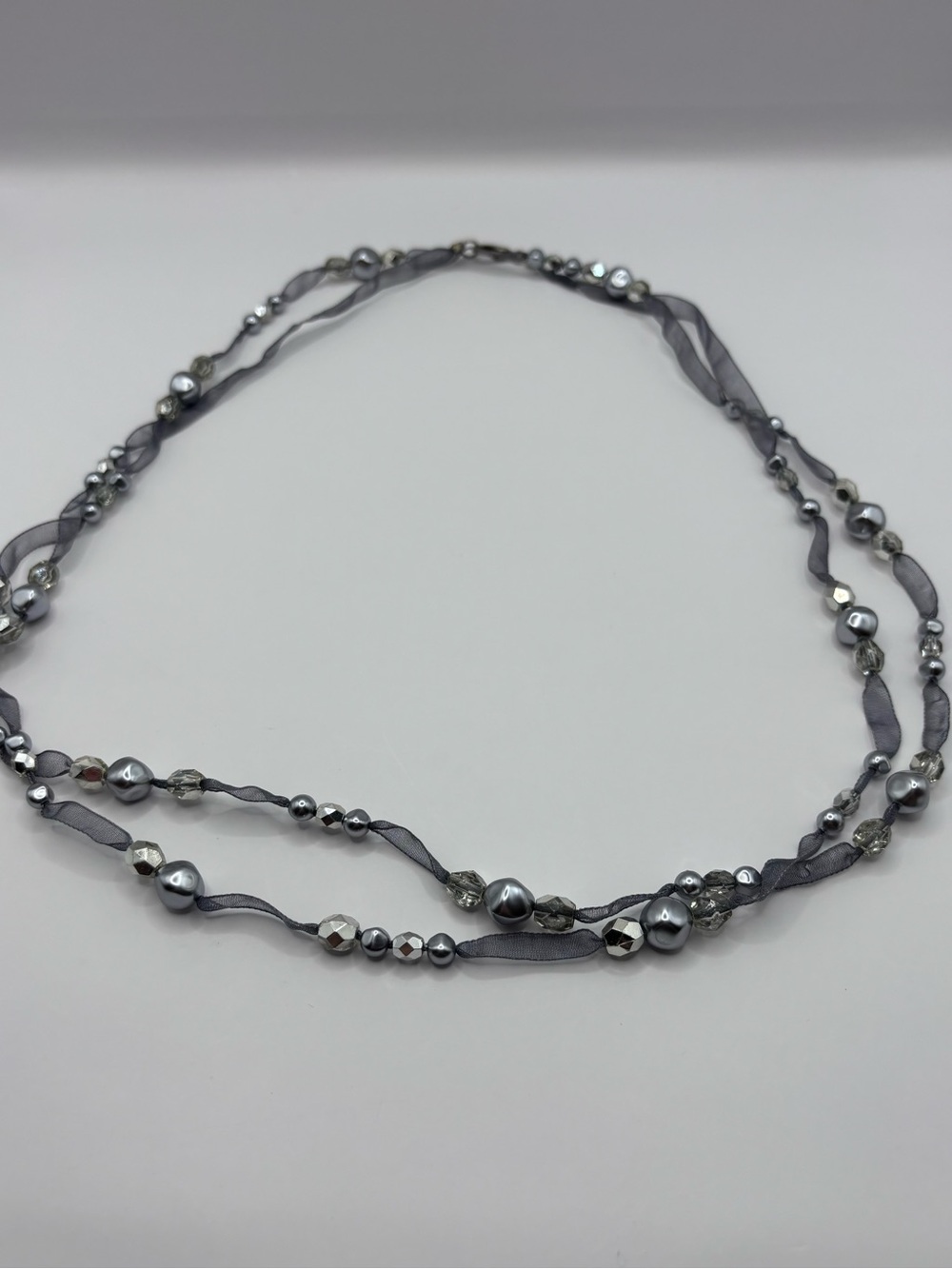 NEW Silver Grey Multi-Strand Beaded Necklace Two’s Company